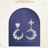 Pendientes colgantes con luna y estrella "Moody Dream" en plata de ley FANCIME