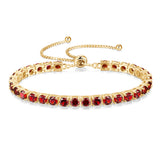 Pulsera de tenis de plata de ley con granate, piedra de nacimiento de enero "Eternal Elegance" con cadena bolo clásica