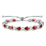 "Glamour Teardrop" Pulsera de tenis de plata de ley con granate piedra de nacimiento de enero Cadena clásica Bolo