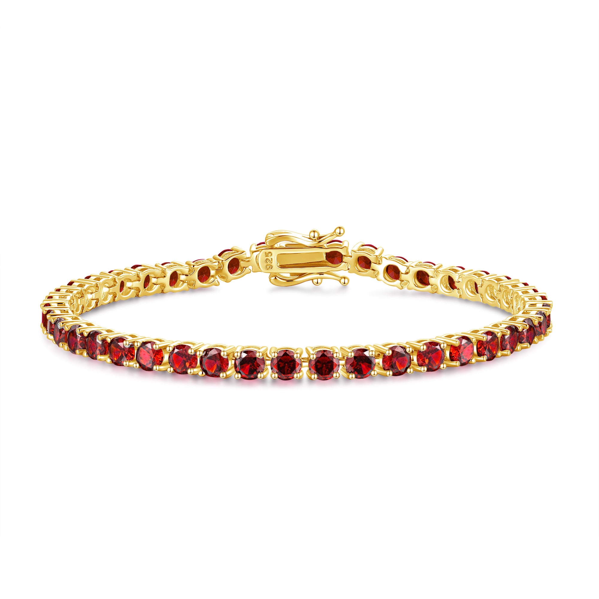 Pulsera de tenis de granate rojo de plata de ley "Bold Strength"