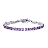 Pulsera de tenis de plata de ley con amatista "Púrpura Espiritual"