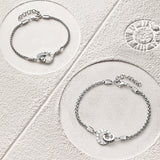 FANCIME "Roman Time" Pulseras de cadena de trigo entrelazadas para parejas de plata de ley