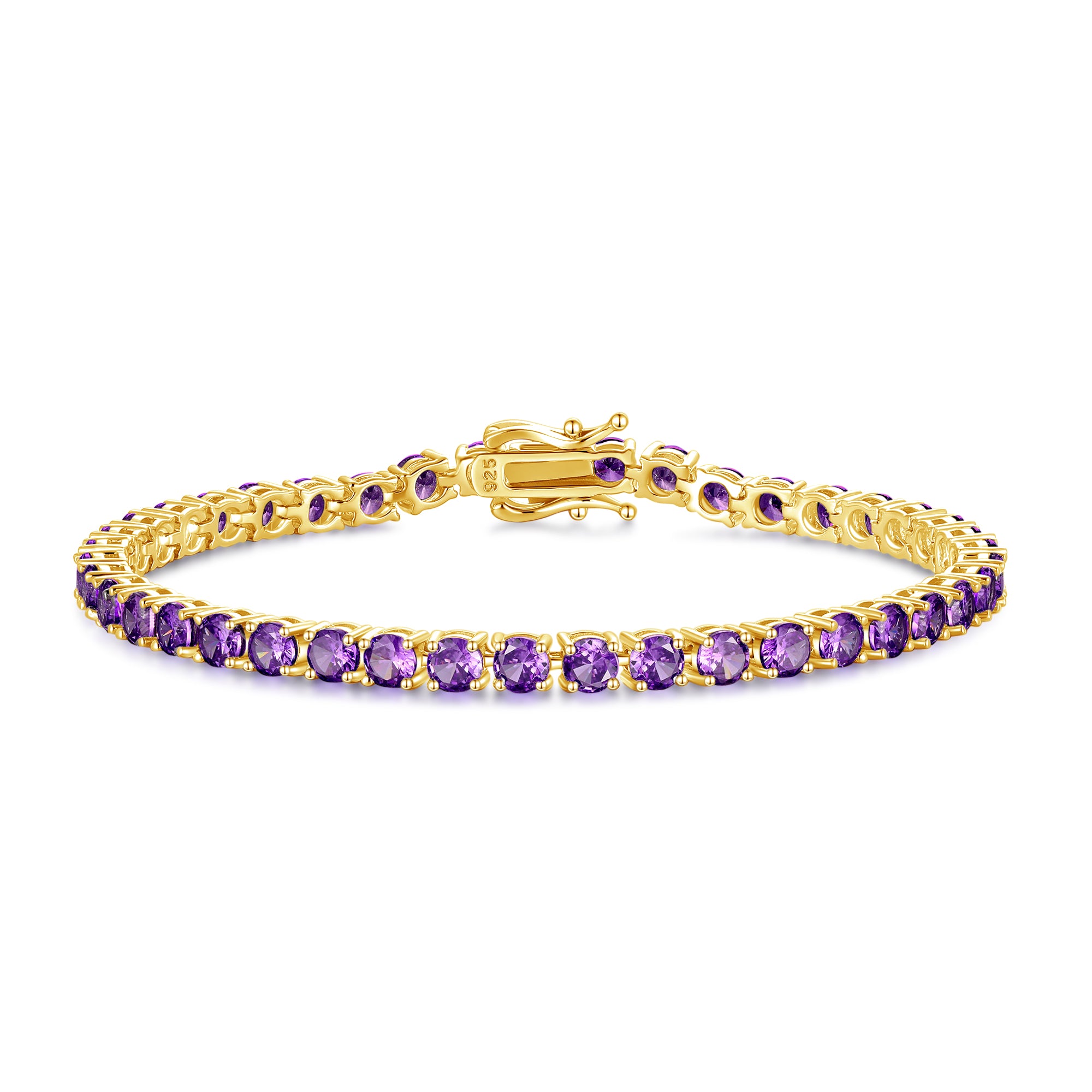 Pulsera de tenis de plata de ley con amatista "Púrpura Espiritual"