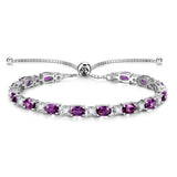 Pulsera de tenis de plata de ley con piedra de nacimiento amatista de febrero y cadena bolo clásica "Glamour Radiance"