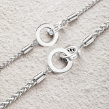 FANCIME "Roman Time" Pulseras de cadena de trigo entrelazadas para parejas de plata de ley