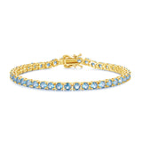 Pulsera de tenis de aguamarina de plata de ley "Blue Bliss"