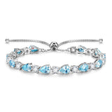 "Glamour Teardrop" Pulsera de tenis de plata de ley con aguamarina piedra de nacimiento de marzo Cadena clásica Bolo