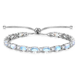 Pulsera de tenis de plata de ley con piedra de nacimiento piedra lunar de junio y cadena bolo clásica "Glamour Radiance"