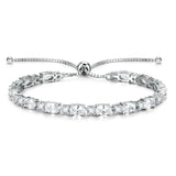 Pulsera de tenis de plata de ley con piedra de nacimiento de abril y cadena bolo clásica "Glamour Radiance"
