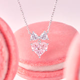 Collar de plata de ley con corazón rosa "Bow For Princess" de FANCIME