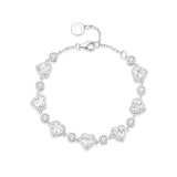 Pulsera de tenis de plata de ley con piedra de nacimiento de abril y corazón halo FANCIME "Srta. Encantadora"