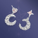Pendientes colgantes con luna y estrella "Moody Dream" en plata de ley FANCIME