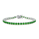 Pulsera de tenis de plata de ley con esmeralda verde "Fortuna Real"