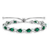 "Glamour Teardrop" Pulsera de tenis de plata de ley con esmeralda piedra de nacimiento de mayo Cadena clásica Bolo