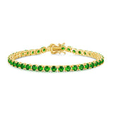 Pulsera de tenis de plata de ley con esmeralda verde "Fortuna Real"