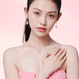 Pulsera de plata de ley con corazón rosa "Pink Moment" de FANCIME con perla blanca y piedras CZ