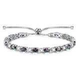 Pulsera de tenis de plata de ley con piedra de nacimiento alejandrita de junio y cadena bolo clásica "Glamour Radiance"