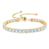 Pulsera de tenis FANCIME "Eternal Elegance" con piedra de nacimiento de junio Piedra lunar de plata esterlina Cadena bolo clásica