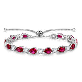 "Glamour Teardrop" Pulsera de tenis de plata de ley con rubí piedra de nacimiento de julio Cadena clásica Bolo