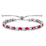 "Glamour Radiance" Pulsera de tenis de plata de ley con rubí piedra de nacimiento de julio Cadena clásica Bolo