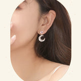 Pendientes colgantes con luna y estrella "Moody Dream" en plata de ley FANCIME