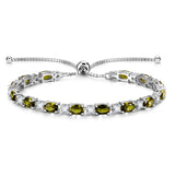 Pulsera de tenis de plata de ley con piedra de nacimiento peridoto de agosto y cadena bolo clásica "Glamour Radiance"