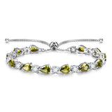"Glamour Teardrop" Pulsera de tenis de plata de ley con peridoto piedra de nacimiento de agosto Cadena clásica Bolo