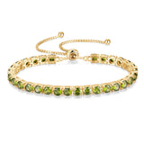 "Elegancia Eterna" Pulsera de Tenis de Plata de Ley con Peridoto Piedra de Nacimiento de Agosto Cadena Bolo Clásica