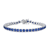 Pulsera de tenis de plata de ley con zafiro azul "Sabiduría Real"