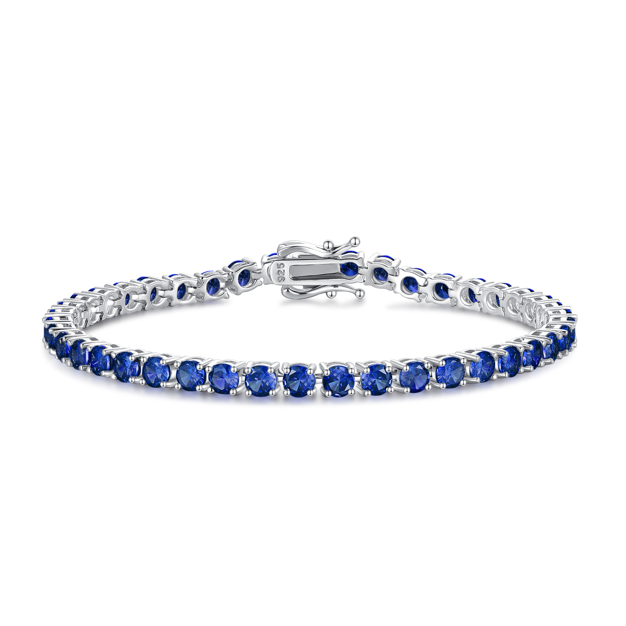 Pulsera de tenis de plata de ley con zafiro azul "Sabiduría Real"