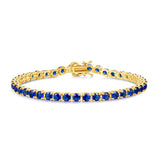 Pulsera de tenis de plata de ley con zafiro azul "Sabiduría Real"