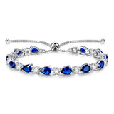 "Glamour Teardrop" Pulsera de tenis de plata de ley con zafiro piedra de nacimiento de septiembre Cadena clásica Bolo