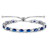 Pulsera de tenis de plata de ley con piedra de nacimiento zafiro de septiembre y cadena bolo clásica "Glamour Radiance"