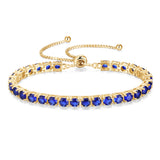 "Elegancia Eterna" Pulsera de Tenis de Plata de Ley con Zafiro Piedra de Nacimiento de Septiembre Cadena Bolo Clásica