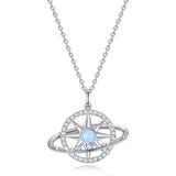 FANCIME Collar de plata de ley con piedra de nacimiento ópalo de octubre "Promesa estelar"