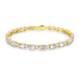"Resplandor Glamuroso" Pulsera de Tenis de Plata de Ley con Piedra de Nacimiento de Junio y Piedra Lunar Corte Fancy