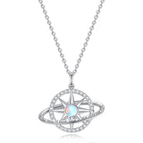 FANCIME Collar de plata de ley con piedra de nacimiento piedra lunar de junio "Promesa estelar"