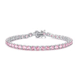 Pulsera de tenis de piedra rosa de plata de ley "Pink Romance"