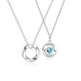 FANCIME “FALL IN LOVE” Collares de plata de ley para parejas con circón azul