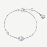 Pulsera de plata con piedra de nacimiento Ojo del océano en aguamarina