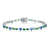 FANCIME Pulsera de tenis de plata de ley con esmeralda y zafiro piedra de nacimiento "Amanecer"