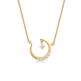 Collar celestial de luna de oro amarillo 14K "Lunar Dream" con diamante cultivado en laboratorio 0.076CTTW