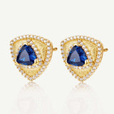 Trinity Textured Silver Earrings in Created Sapphire