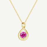 "Abrazo Infinito" Collar con Colgante de Símbolo de Infinito en Plata de Ley con Turmalina Rosa, Piedra de Nacimiento de Octubre - Oro