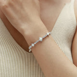 Pulseras de tenis de plata de ley con ópalo, piedra de nacimiento de octubre "Brillo Cuadrado" FANCIME
