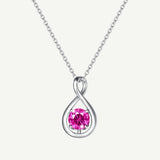 "Abrazo Infinito" Collar con Colgante de Símbolo de Infinito en Plata de Ley con Turmalina Rosa, Piedra de Nacimiento de Octubre - Plata