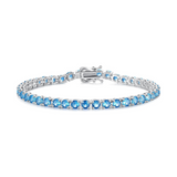 Pulsera de tenis de topacio azul de plata de ley "Joyful Delight"
