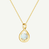 "Abrazo Infinito" Collar con colgante de símbolo de infinito en plata de ley con ópalo, piedra de nacimiento de octubre - Oro