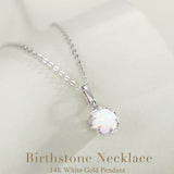 Collar con colgante de piedra de nacimiento ópalo de octubre en oro blanco macizo de 14K y cadena de plata de ley FANCIME "Flor Eterna"