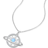 FANCIME Collar de plata de ley con piedra de nacimiento ópalo de octubre "Promesa estelar"